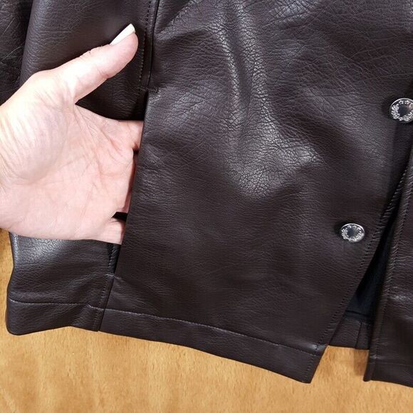 SEFR Mens Jacket XL Coffee Brown Button Up Faux Leather FRANCIS $485 - Picture 3 of 11